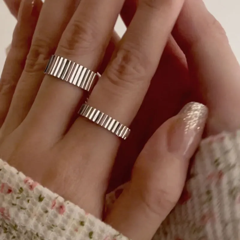 Korean INS Silver Geometry Ring For Women Simple Opening Adjustment Finger Jewelry Accessories For silver ring,silver rings