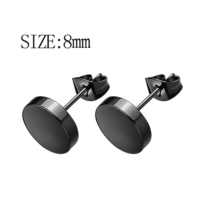 pair Punk Black-color Multiple Styles Stainless Steel Stud Earrings For Men and Women Street Pop Hip Hop Gothic Ear Jewelry