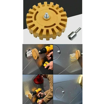 

4'' Rubber Eraser Wheel Pin Stripe Decal Car Sticker Caramel Removal Tool Kit Rubber Eraser Wheel Durable And Practical