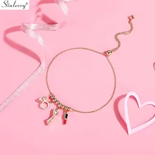 SINLEERY прекрасный высокий каблук помада женский браслет желтое золото цвет цепи маленькие бусы браслет Дружбы бижутерия SL017 SSC