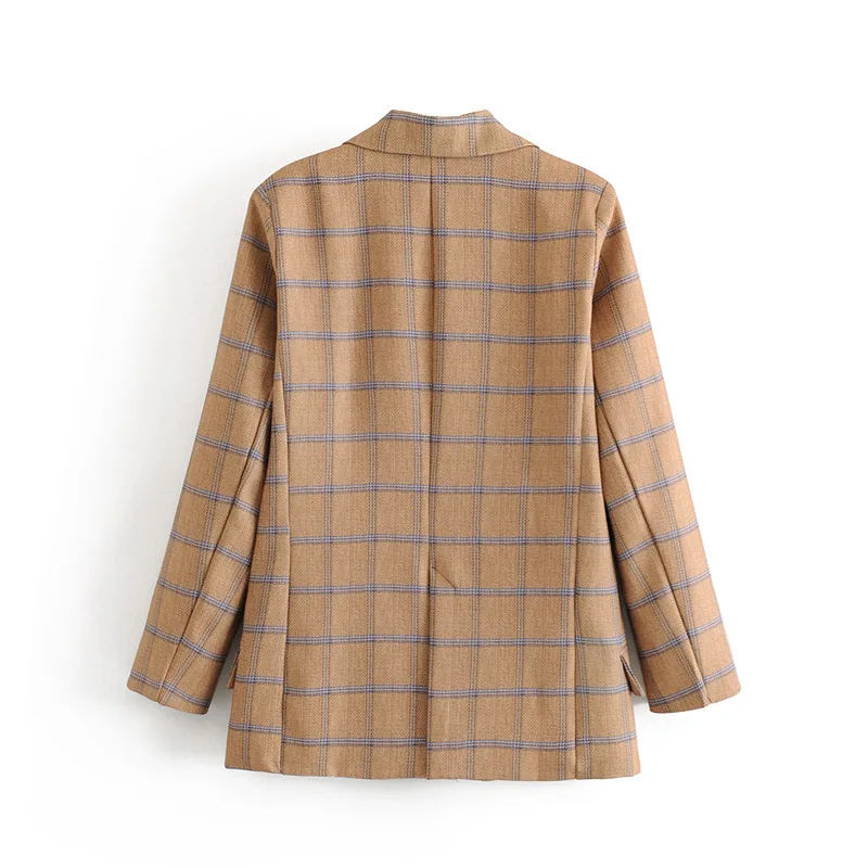 

28td7-27345 Europe And America WOMEN'S Dress 2019 Autumn New Products Commuting Contrast Color Pattern Double Breasted Suit