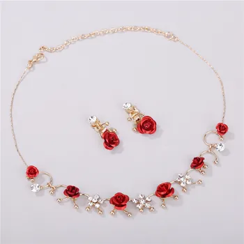 

Fashion 1 Pair Ear Clip+1 Necklace Women Ear Clip & Neckless Set Elegant Jewelry Dress Accessory Wedding Jewelry