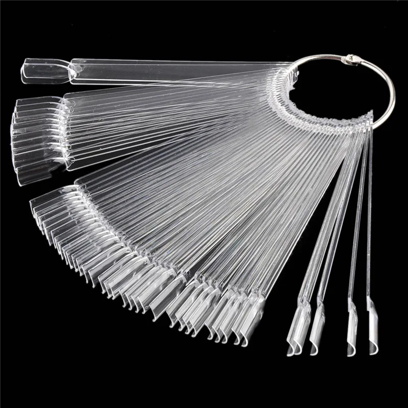 

50pcs False Nail Art Tips Sticks Fan shaped Fake Nail Art Tips Polish UV Gel Sticker Decoration Display Stick Gel Salon Tool