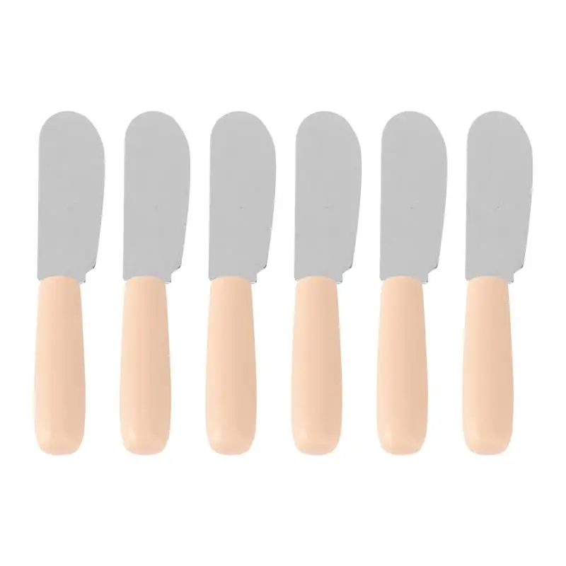 6pcs Stainless Steel Plastic Handle Butter Knife Silicone Kitchen