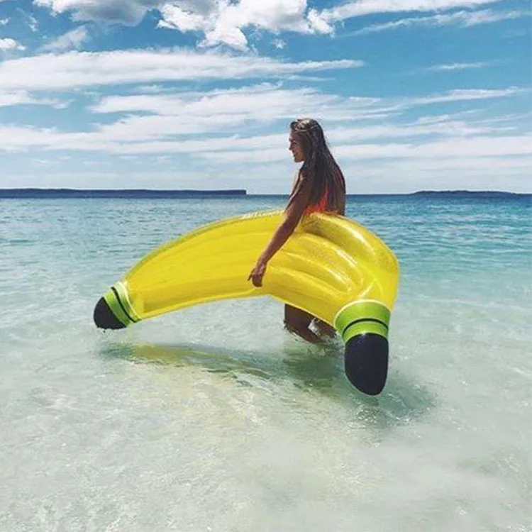 

New Style Inflatable Banana Floating Row Thick Water Floating Bed Fruit Banana Boat Riding Water Bed Swimming Tube Factory Direc