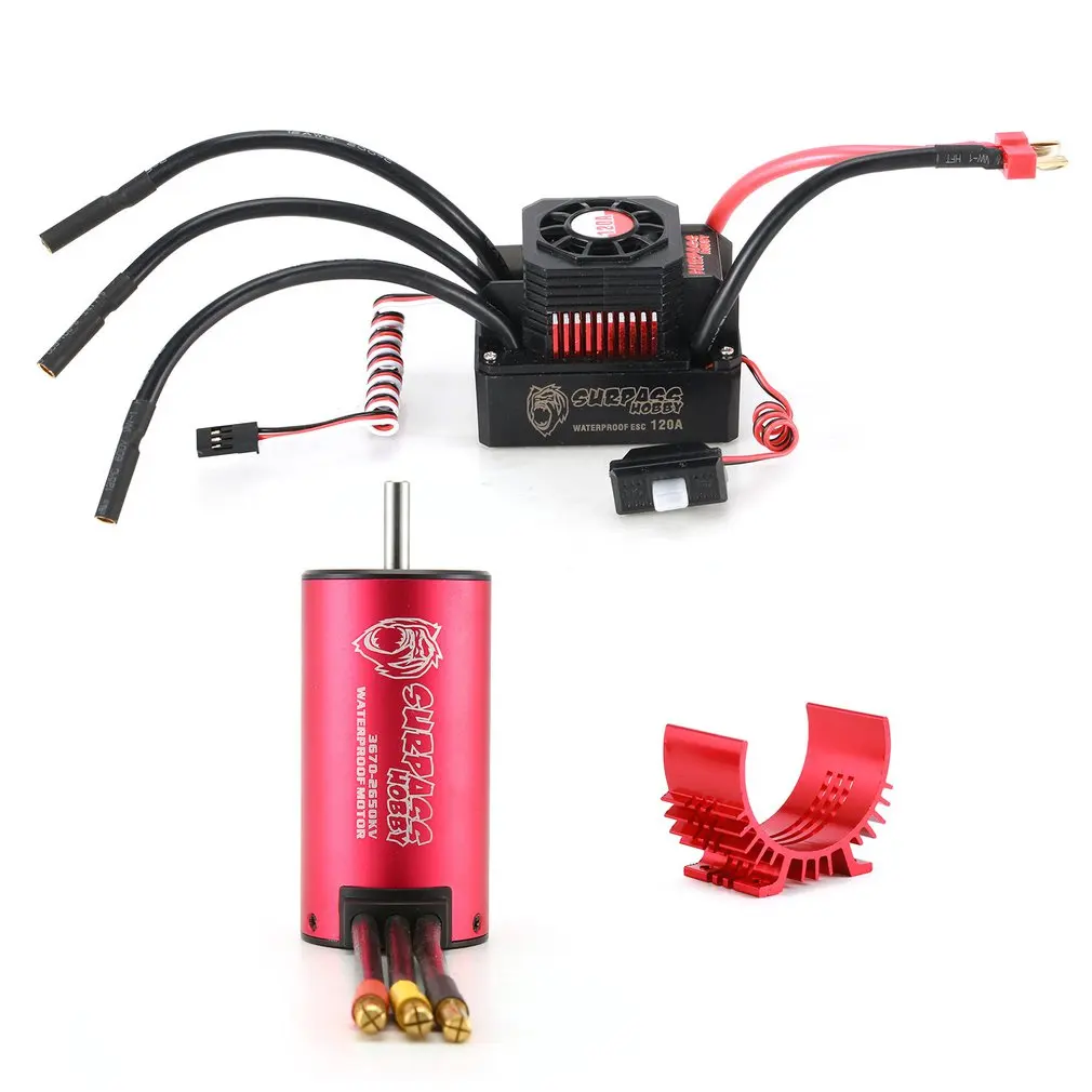 SURPASSHOBBY KK 3670 2650KV бесщеточный двигатель с 120A водонепроницаемый ESC для 2S 1:8 гоночный Дрифт модель автомобиля с радиатором