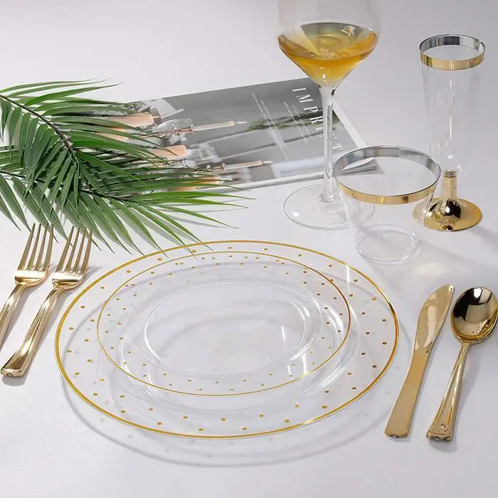 Прочный одноразовый набор ножей, вилок, ложек для свадебной вечеринки, набор посуды из золота, розового золота, серебра, вечерние принадлежности