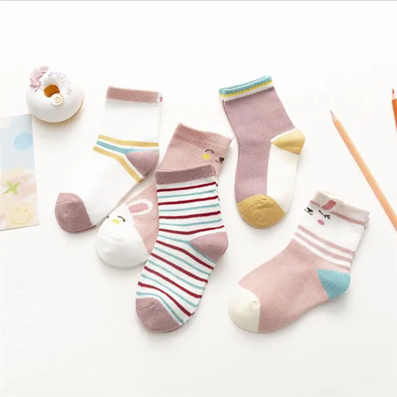 5 пар детских носков новые хлопковые носки для мальчиков с милым рисунком динозавра на весну и осень носки для девочек носки для детей от 0 до 3 лет - Цвет: 5