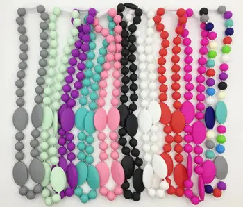 

Silicone Teething Teether Teething Necklaces Chewable Necklace Chewable Baby Bead Necklace Food Grade Silicone Teething Necklace