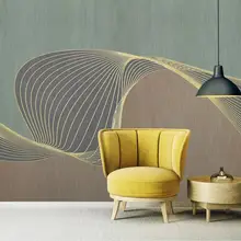 Пользовательские современные золотые стерео линии геометрические Обои для рабочего стола спальни