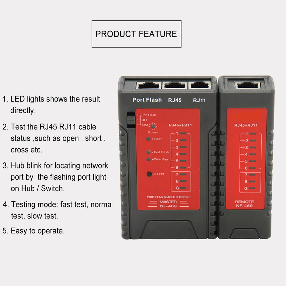 NF-469 RJ45 RJ11 тестер сетевой кабель тестер для Ethernet LAN кабель стационарный телефонный провод инструмент тестирования для установщиков