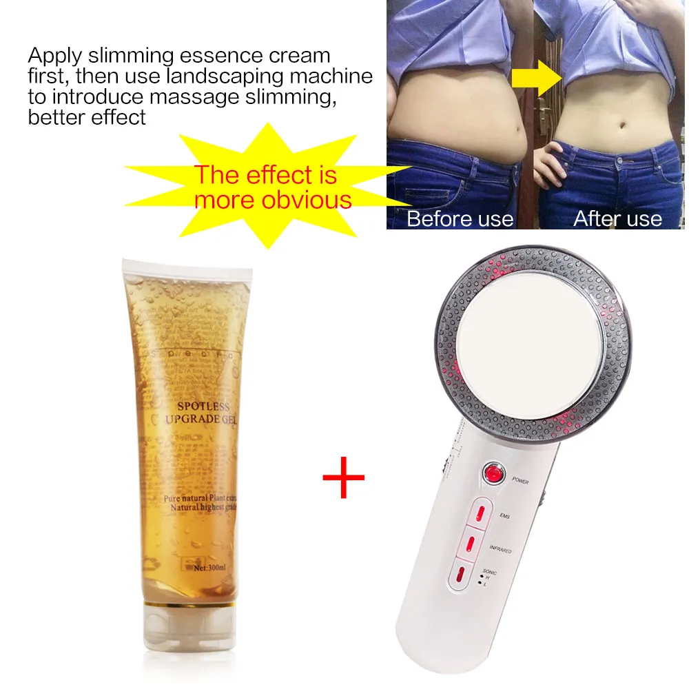 

Ultrasound Cavitation EMS Body Slimming Massager + Weight Loss cream Slimming Gel Lipo Anti Cellulite Galvanic Infrared Therapy