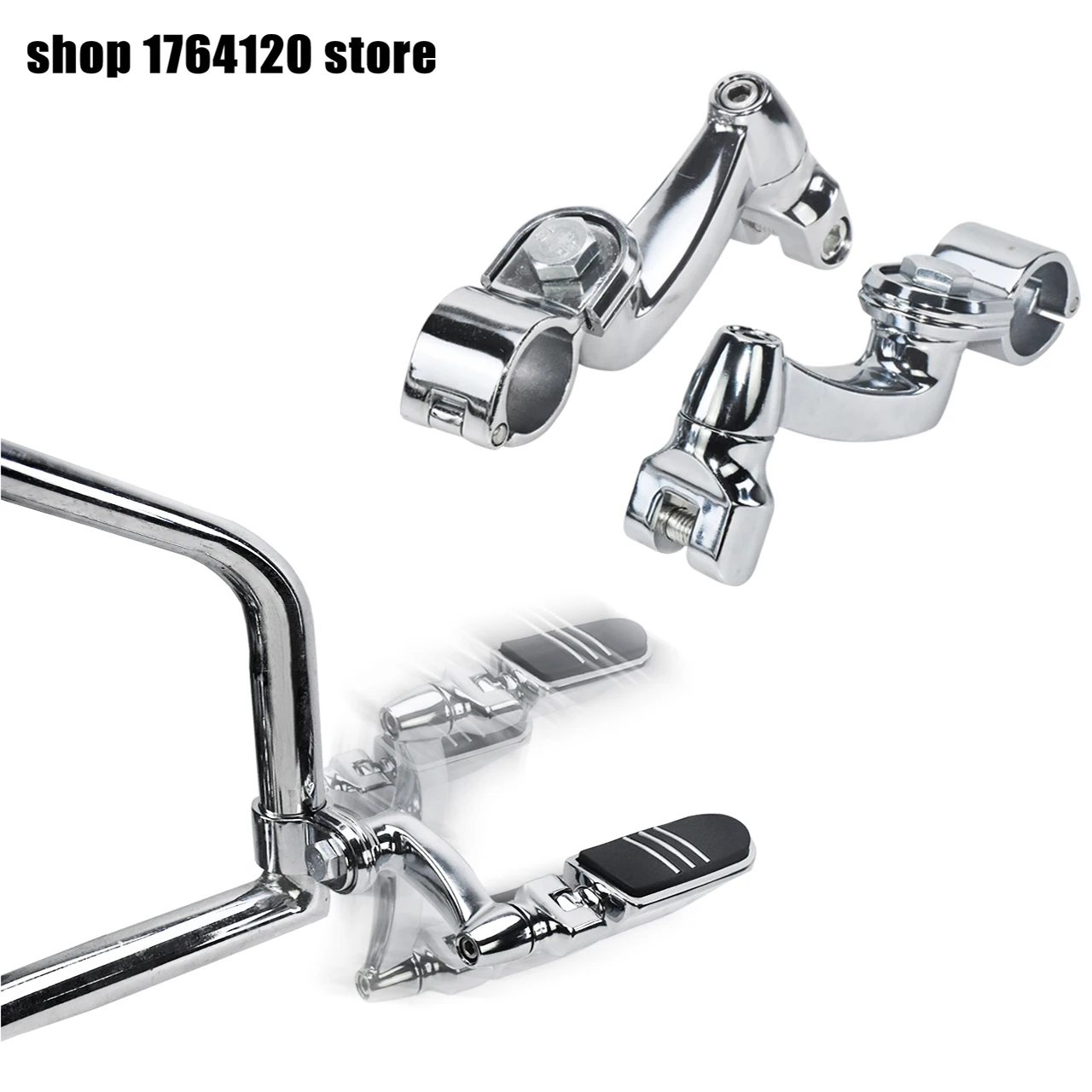 

1-1/4" Chrome 360 Degree Adjustable Highway Foot Pegs Rest Mount Clamps For Harley Sportster Touring Dyna For Honda For Yamaha