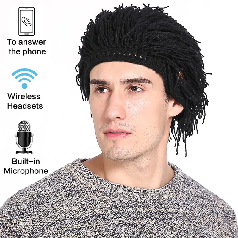 Новинка Bluetooth шапка с наушниками парик борода вязаная бини зимняя теплая Рождественская музыкальная шапка