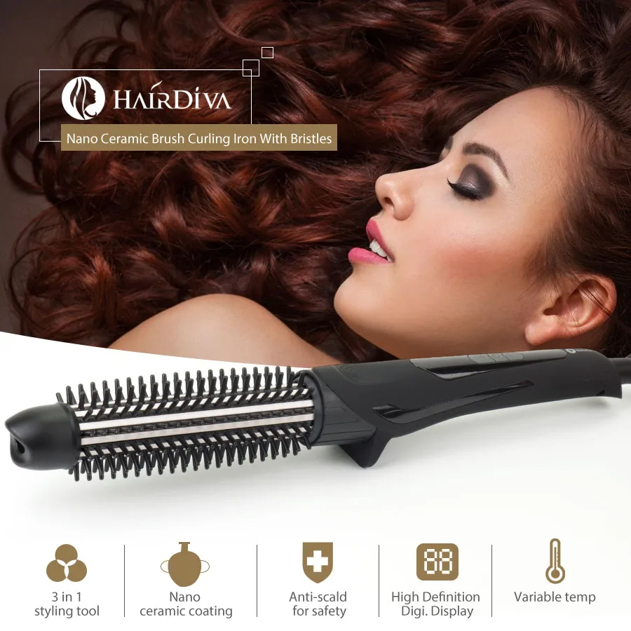 HairDiva щетка для волос Плойка завивки быстрый нагрев до 230 ℃ Щипцы корни увеличения