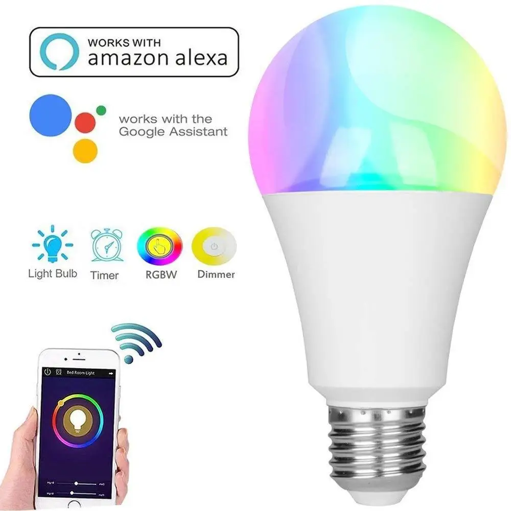 

E27 6.5W Smart RGBW Light Bulb Dimmable WiFi LED Lamp App Operate Control Wake up Smart LED Lamp Night Lights