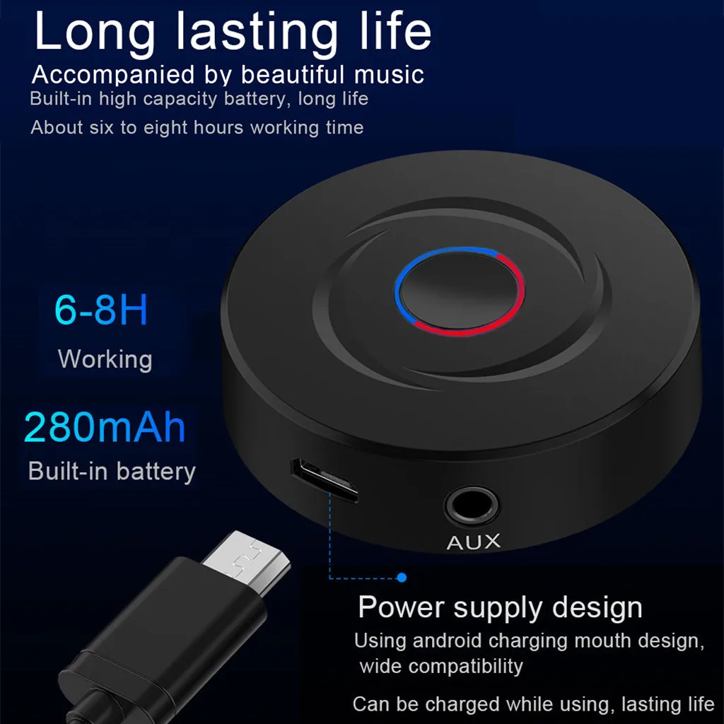 Беспроводной Bluetooth аудио приемник передатчик Mini USB 3,5 мм 2-в-1 Bluetooth адаптер Hi-Fi аудио стерео Музыка адаптер, автомобильный набор свободные руки