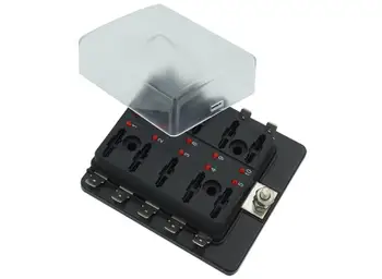 

50pcs Car Fuse Box 10 Way Blade Fuse Box Holder with LED Warning Light Kit for Car Boat Marine Trike 12V 24V