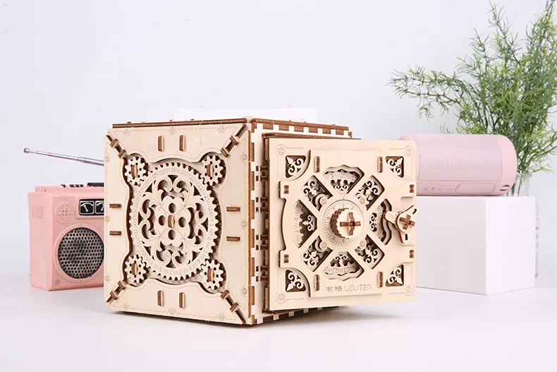 Mecânico de Madeira Caixa de Senha Presente para Namorada Uguter Modelo Tridimensional Puzzle Criativo Montado Jóias 3d 7 Quebra-cab.
