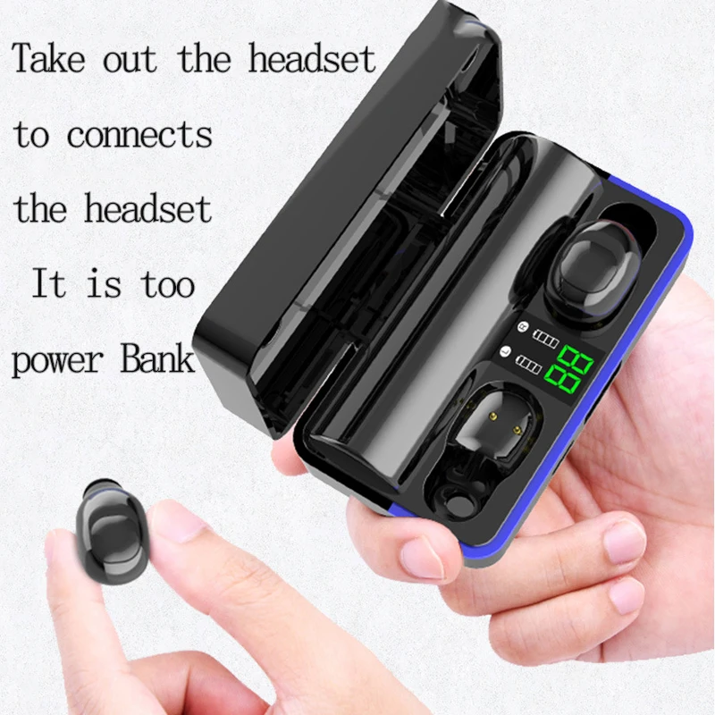 TWS Bluetooth наушники с микрофоном светодиодный дисплей беспроводные Bluetooth наушники с шумоподавлением внешний аккумулятор HD наушники