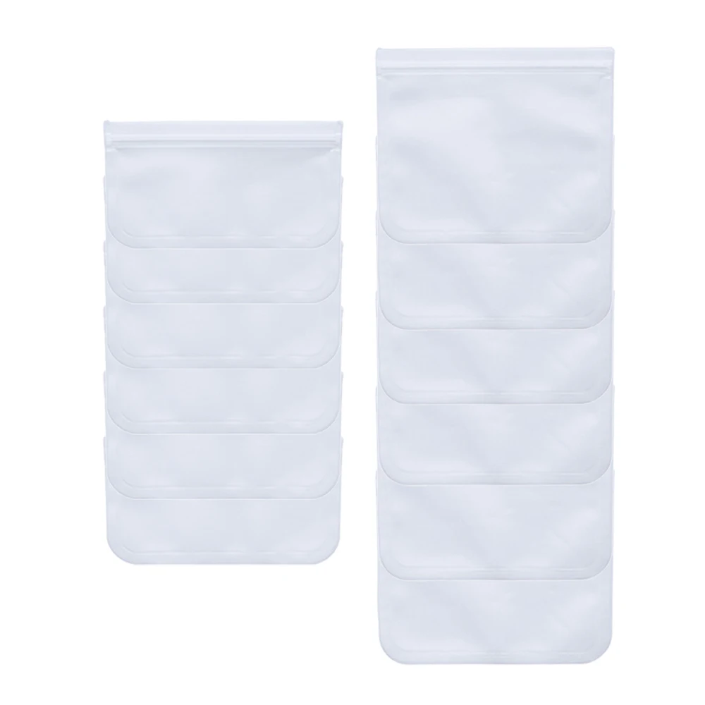 Useful 12pcs Silicone Food Storage Containers Leakproof Containers Reusable Stand Up Zip Shut Bag Cup Fresh Bag Food Storage Bag