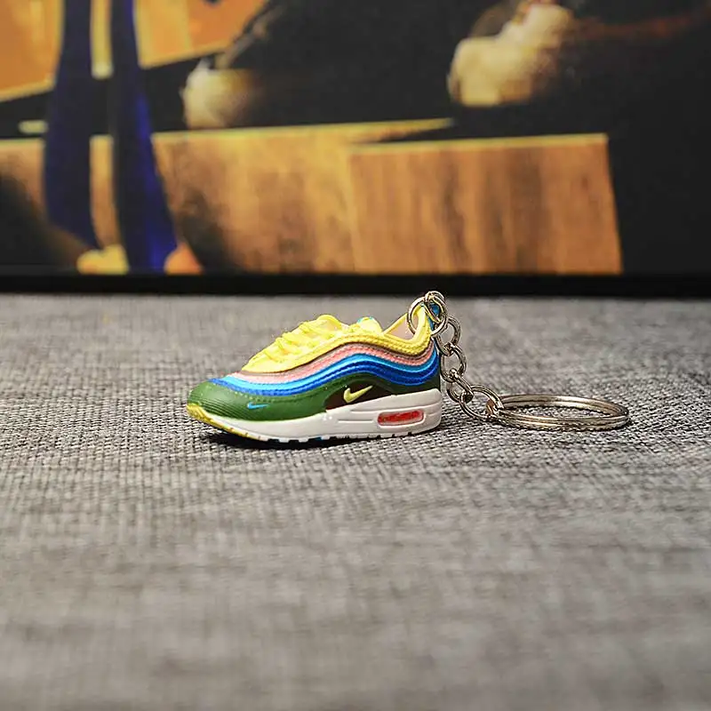a single shoe w ring Дропшиппинг ПВХ брелок для обуви 1 3D мини-кроссовки "OW CHICAGO" Спортивная обувь Кроссовки брелки - Цвет: a single shoe w ring