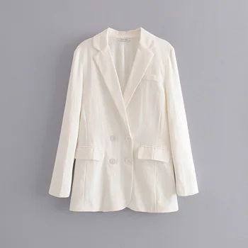 

VomVoa 2020 spring new fashion simple solid color suit collar double-breasted temperament casual commuting suit 27330