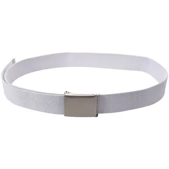 

Unisex Plain Webbing Canvas Metal Buckle Belt White