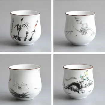 

Japanese Style Handpainted Pictures Ceramic Teacup 180ml Big Size Tasting Tea Cup Drinking Beer Coffee Wine Whisky Mug