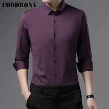 

COODRONY Brand Spring Autumn New Male Slim Soft Classic Shirts Business Fashion Casual Men Long Sleeve Pure Color Clothing W6004