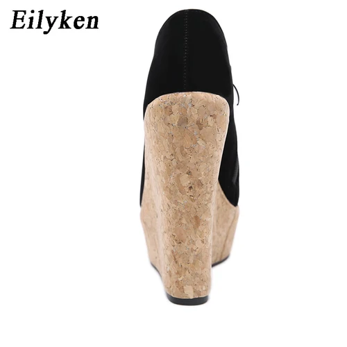 Eilyken-섹시한 하이힐 라운드 토 구두 여성, 패션, 통굽, 웨지 펌프스, 나이트 클럽, 봄 가을 4