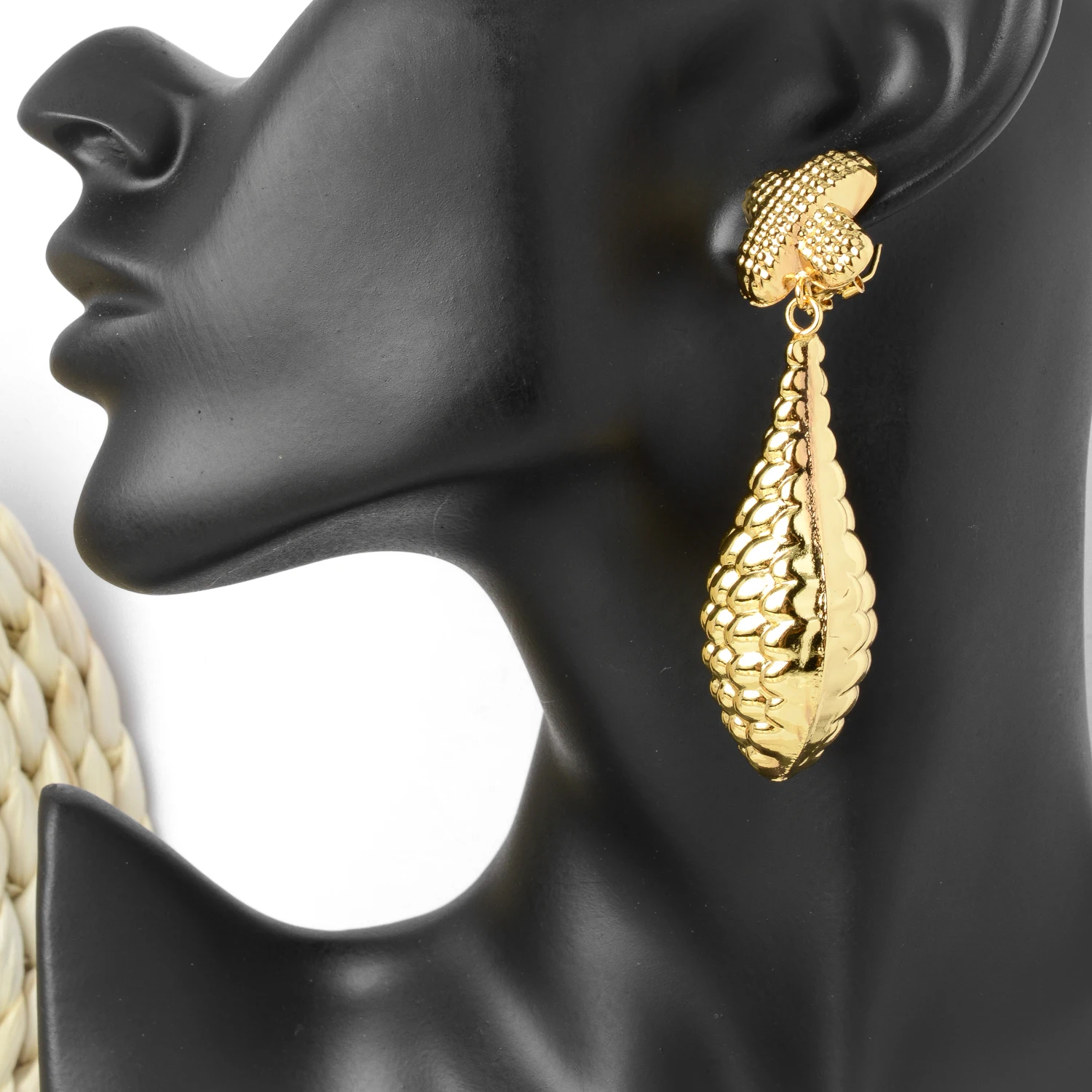 Sunny Jewelry New Copper Drop Earrings Gold Plated Large Style For Women Lady High Quality Trendy Daily Wear Gift Party