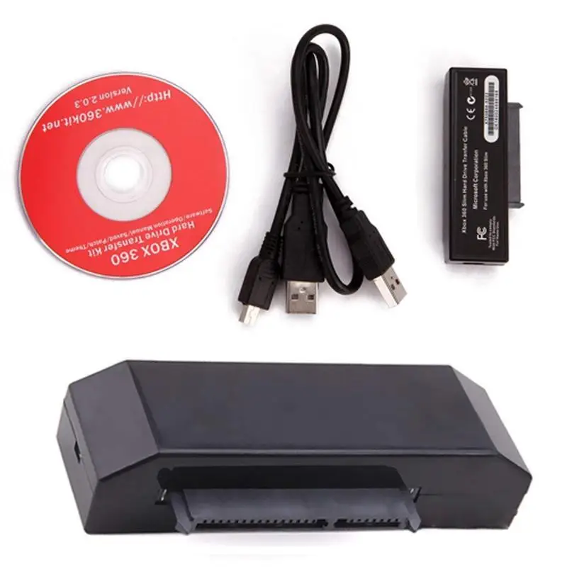 

USB Hard Drive Data Transfer Cable HDD Cord Kit for Xbox 360 Slim to PC Black