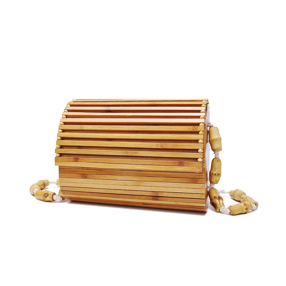 

Women Handbag Female Big Travel Vacation Totes Bamboo Handbag For Ladies Handmade Woven Straw Beach Bag Summer Women's Purse