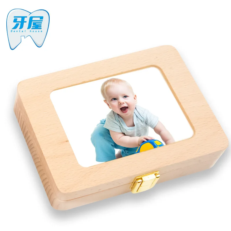 

Ya wu Wooden Photo Frame GIRL'S And BOY'S Baby Lanugo Baby Teeth Box Children English Japanese Fetal Hair Teeth Storage Box Gift