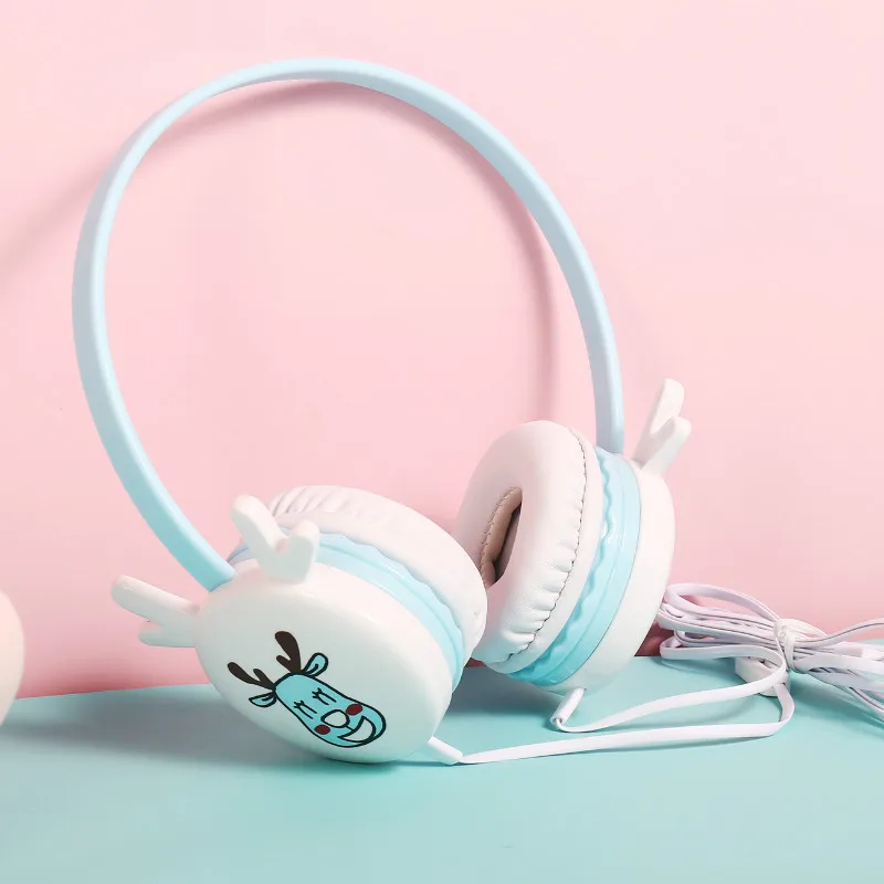 Cute Antlers Headphone for Kids Wired Headsets 3 5mm Jack Headband with Mic for iPhone xr Daugther Music Stereo Earphone Gamer