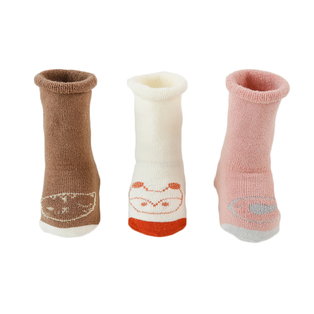 New 3Pairs Winter Autumn Thicken Warm Baby Girls Boys Toddlers Acrylic Infant Cartoon Socks - Цвет: NO.2