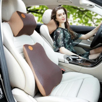 

Car Headrest Pillow Neck Space Memory Cotton Lumbar Support Leather Breathable Auto Neck Rest Headrest Cushion Seat Pillow