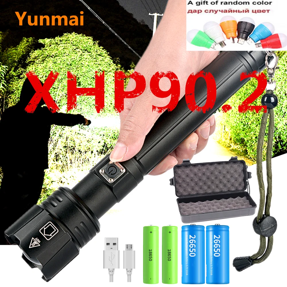 2020 XHP90.2 XHP70.2 светодиодный фонарик с наиболее мощным зумом 26650 USB 18650 охотничий