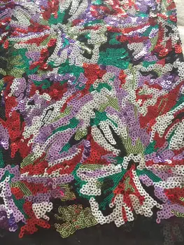 

african lace fabric with 3D flower and sequins 2019 latest gold line lace fabric high quality 3d lace fabric for wedding party