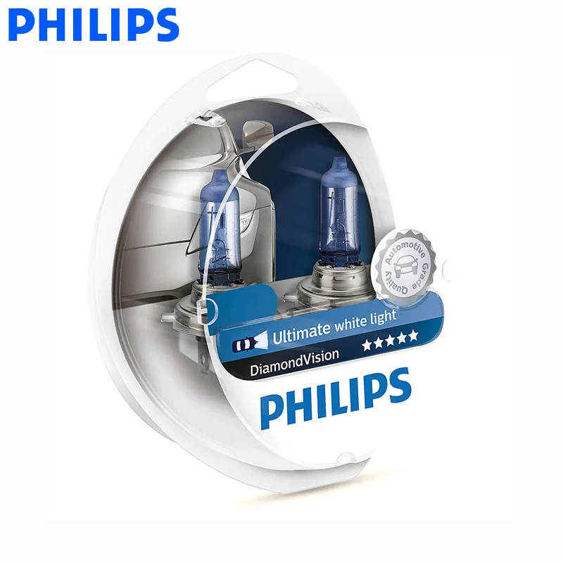 Philips 9006 HB4 12V 55W DiamondVision 5000K белый светильник, автомобильный головной светильник, автомобильные галогенные оригинальные лампочки