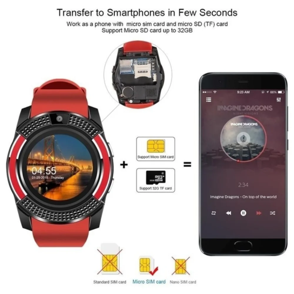 Смарт-часы детский подарок спорт сим-карта android камера округлый ответ на вызов набор вызова Smartwatch сердечный ритм фитнес Tracke