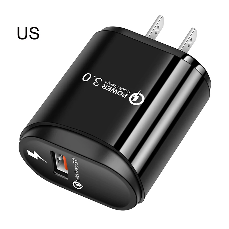 Быстрое зарядное устройство 3,0 USB зарядное устройство для samsung A50 A30 iPhone 7 8 huawei P20 Tablet QC 3,0 быстрое настенное зарядное устройство США ЕС Великобритания штекер Адаптер - Тип штекера: US Charger Black