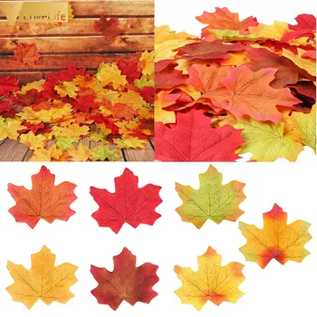 

100 Pcs Artificial Maple Leaves Silk For Simulation Fall Leaves For Wedding Party Halloween Decor Christmas Decorations Home