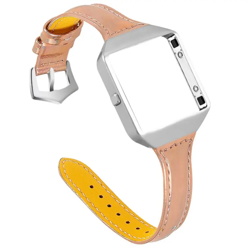 Bright Gold Ремешок для часов с каркасом 2-го поколения, совместимый с/для Fitbit Blaze, регулируемый кожаный ремешок для наручных часов Repl - Цвет: Bright Gold
