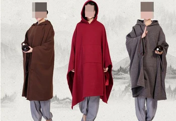 

unisex Autumn&Winter high quality zen meditation cloak shaolin monks kung fu robe buddha clothing Buddhist meditation Cape