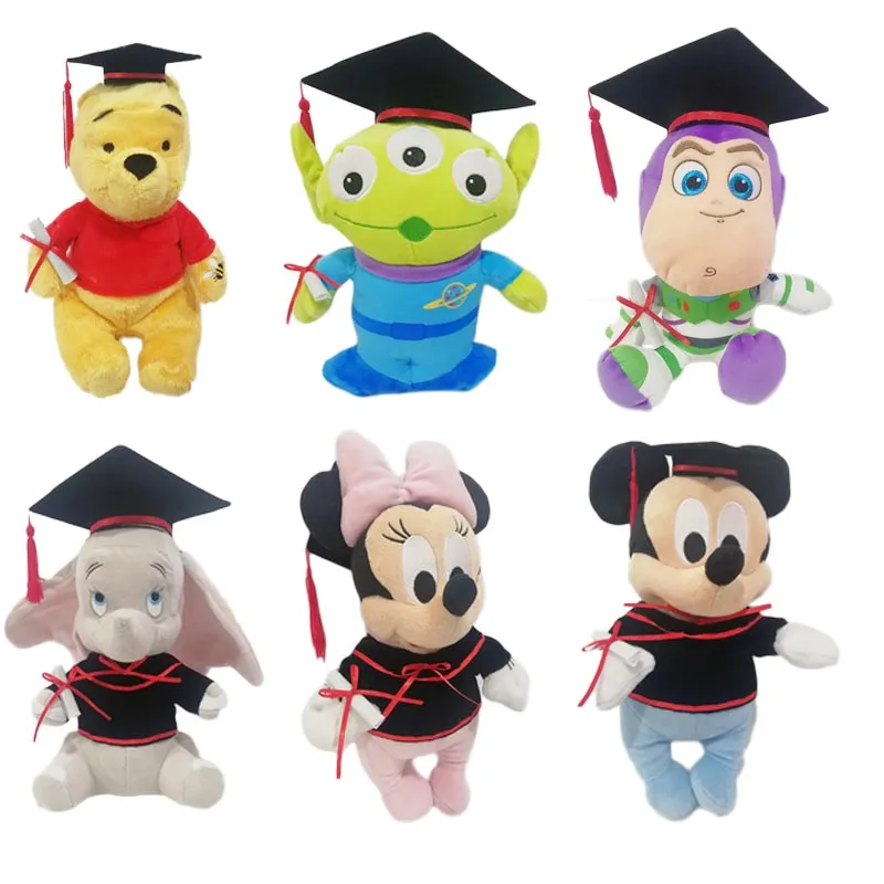 

Graduation Toys Dumbo Elephant Buzz Lightyear Alien Bear Mickey Minnie Mouse Graduation Dolls for Students Classmates