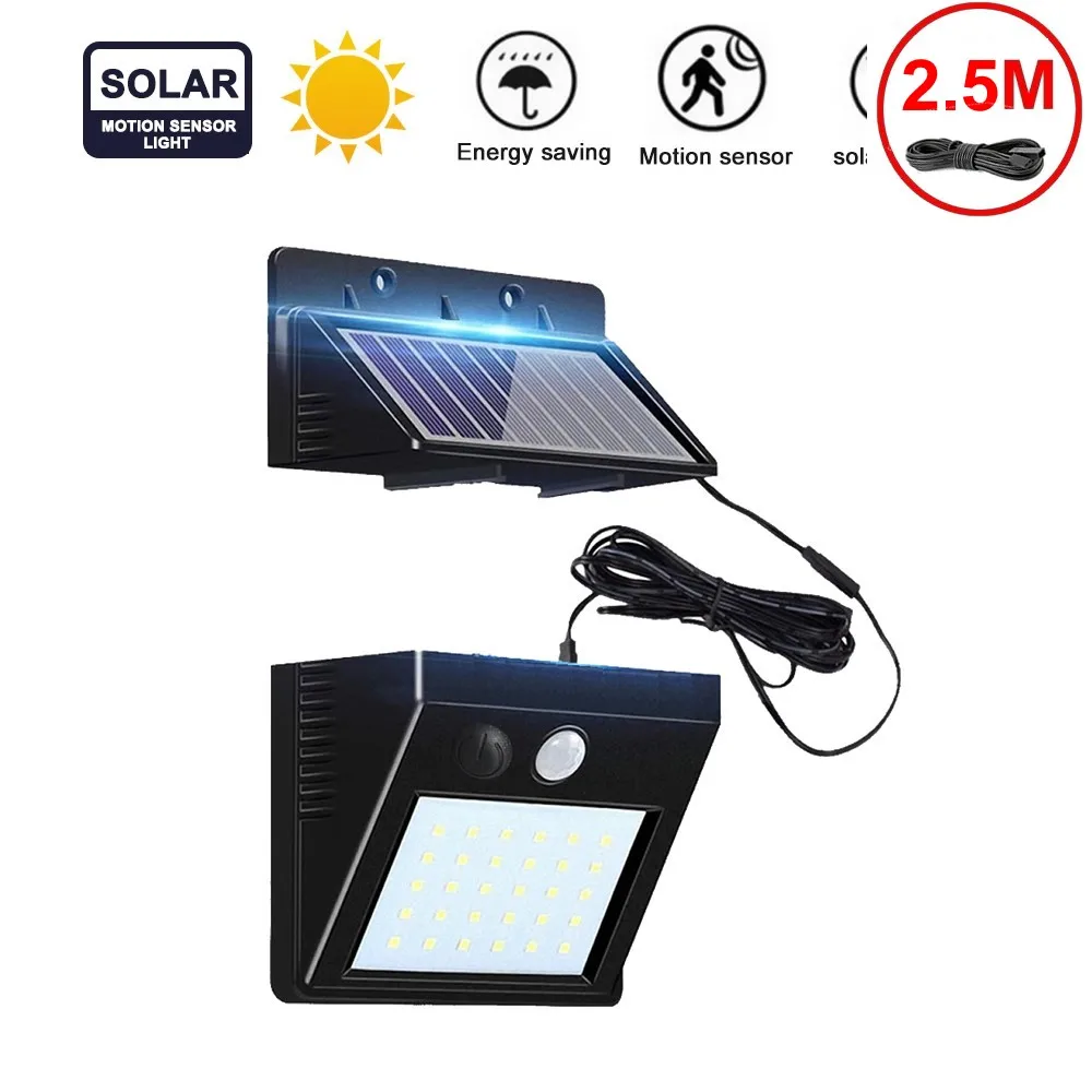 

PIR Solar Powered Outdoor Motion Sensor Security 30LED Light Ip65 Waterproof & Heatproof Garden Wall Lighting Lamp (Black) indoo