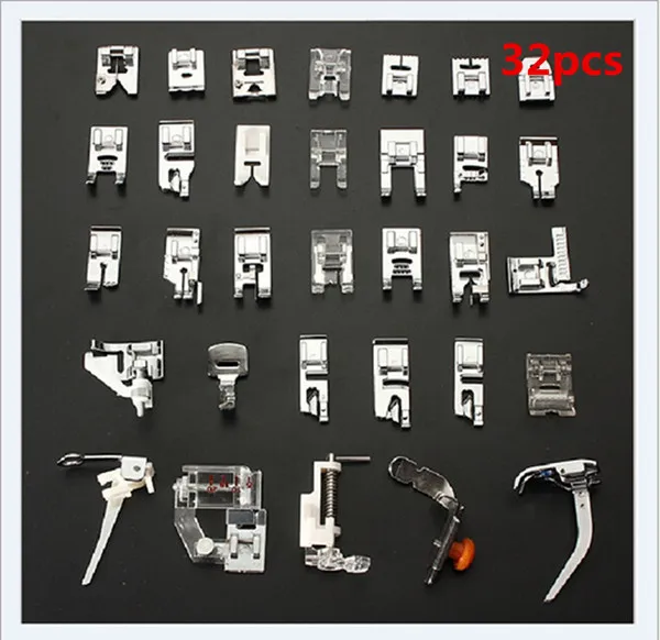 32pcs 11-62 шт./компл. мини швейная машина прижимная ножка для Brother Singer Janome лапка оплетка слепой стежка темнеет - Цвет: 32pcs
