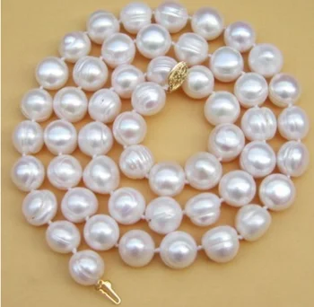 

REAL CLASSIC +++ 10-11MM SOUTH SEA WHITE BAROQUE PEARL NECKLACE 20 INCH 14KGP